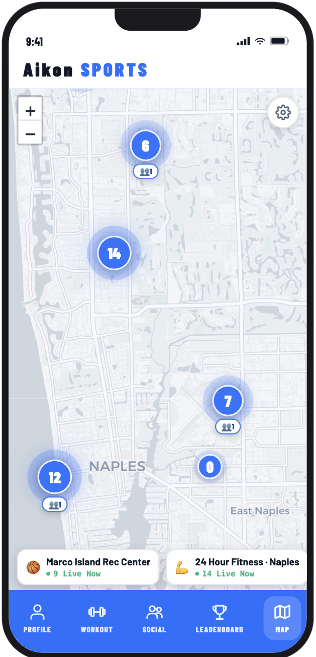 Aikon live map screen